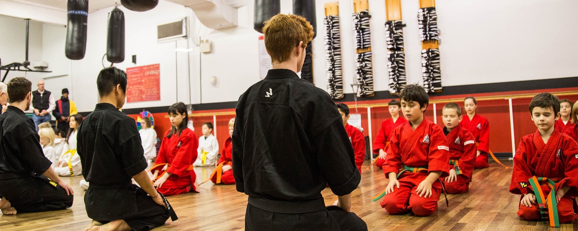 kids focusing in karate class